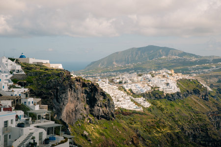 White architecture in Santorini island, Greece. Beautiful view of Oia town at sunset. . High quality photoの写真素材