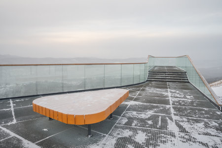 the observation deck on Nikolaevskaya Sopka in winter, Krasnoyarsk. High quality photo
