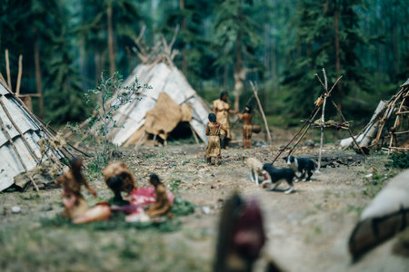 a miniature of the life of Canadian Indians. High quality photo