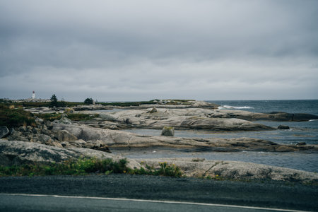 Panoramic image of Peggy's Cove, Nova Scotia, Canada. High quality photoの写真素材