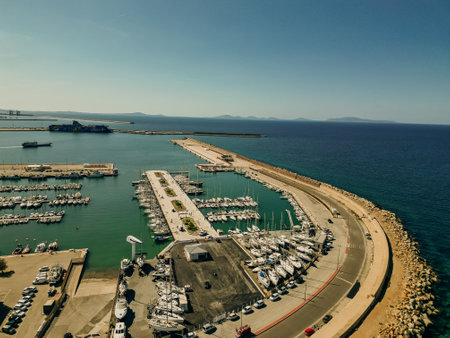 beautiful view of the balai promenade with its beautiful beaches, porto torres sardinia.
