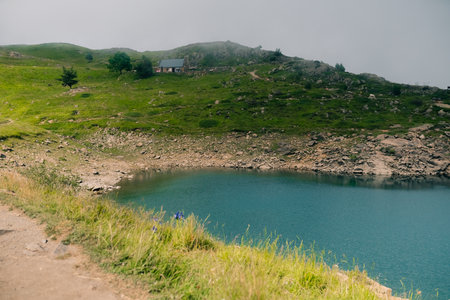 the mountains and lakes in the Pyrenees of Aragon, the Ibon de Acherito, Spain. High quality photoの写真素材