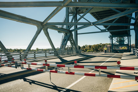 the Sarah Mildred Long Bridge over the Piscataway River in Portsmouth, NH, USA - August 2, 2024. High quality photoの写真素材