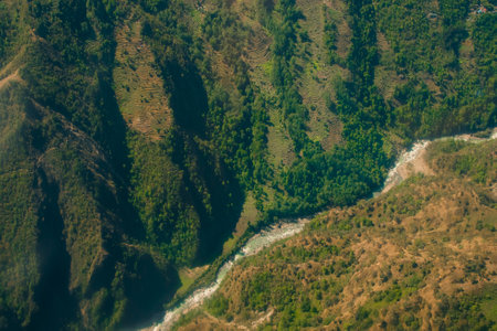 Aerial view of Bhedetar hill station in Dhankuta, Nepal. High quality photoの写真素材