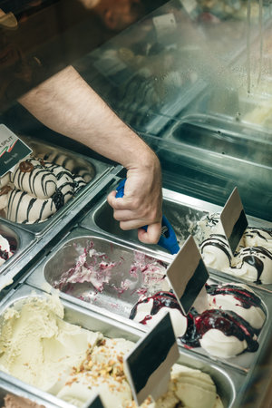 An ice cream vendor places. Traditional ice cream in the Italy. High quality photoの写真素材
