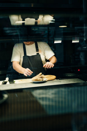 Bread board being served in a restaurant. High quality photoの写真素材