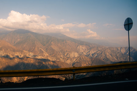 Chicamocha Canyon, mountainous Andean scenery in Santander, Colombia under the morning sunlight. High quality photoの写真素材