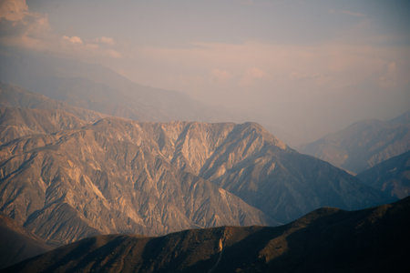 Chicamocha Canyon, mountainous Andean scenery in Santander, Colombia under the morning sunlight. High quality photoの写真素材