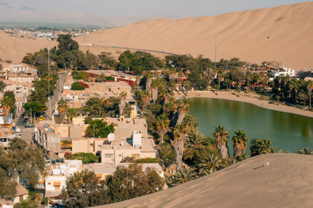 Ica Region, Peru - Dec 2, 2024 Oasis- Huacachina, a village in southwestern Peru.の写真素材