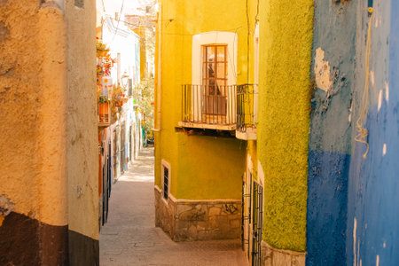 Guanajuato, Mexico. December 24, 2023 Architecture and facade in city houses in Guanajuato, Mexico. High quality photoの写真素材