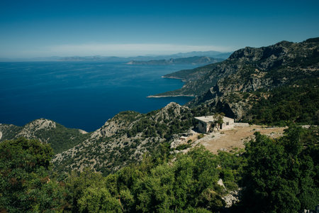 Kabak Bay Drone Photo, Aegean Sea Fethiye, Mugla Turkey.の写真素材