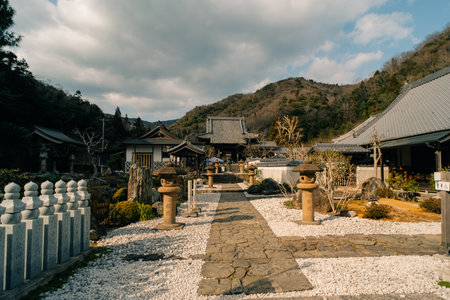 Dainichiji Temple, the 13th stop on the Shikoku Pilgrimage in Tokushima, Japan. A peaceful Buddhist templeの写真素材