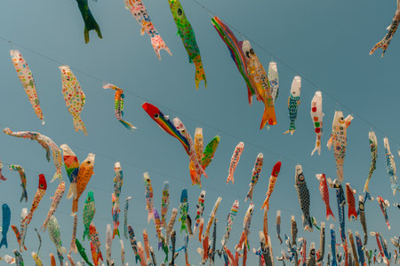 Koinobori, Carp Streamers Flying In The Air. High quality photoの写真素材