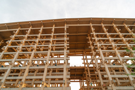 Osaka-Kansai, Japan - may 2 2025 Construction details with teak wood, joints between elements. High quality photoの写真素材
