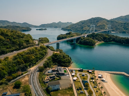 Hakata-Oshima Bridge, Ehime Prefecture, Japan. High quality photoの写真素材