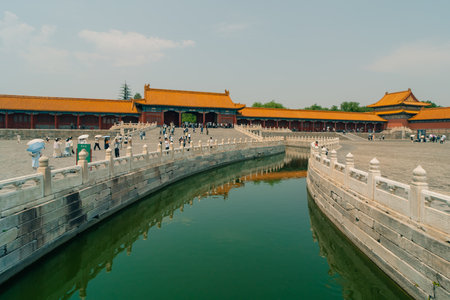 Palaces, pagodas inside the territory of the Forbidden City Museum in Beijing in the heart of city,China. High quality photoの写真素材