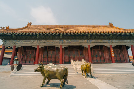 Palaces, pagodas inside the territory of the Forbidden City Museum in Beijing in the heart of city,China. High quality photoの写真素材