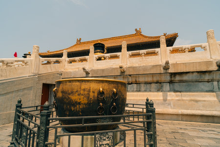 Palaces, pagodas inside the territory of the Forbidden City Museum in Beijing in the heart of city,China. High quality photoの写真素材