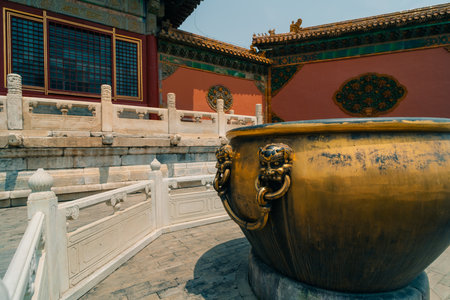 Palaces, pagodas inside the territory of the Forbidden City Museum in Beijing in the heart of city,China. High quality photoの写真素材