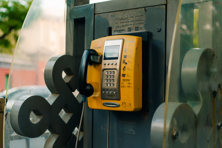 Public telephone on the street in beijing, china. High quality photoの写真素材