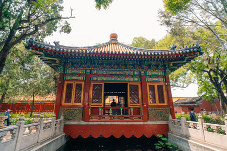 Palaces, pagodas inside the territory of the Forbidden City Museum in Beijing in the heart of city,China. High quality photoの写真素材