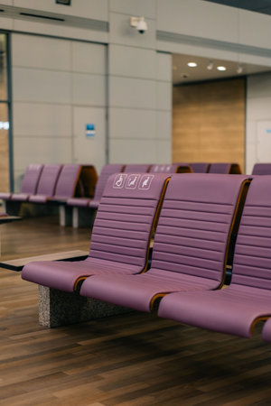 Airline waiting seats at Incheon International Airport in Seoul, South Korea. High quality photoの写真素材