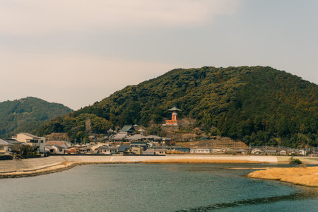 Aerial view of Minami, Kaifu District, Tokushima, Japan. High quality photoの写真素材