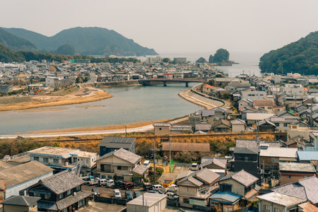 Aerial view of Minami, Kaifu District, Tokushima, Japan. High quality photoの写真素材