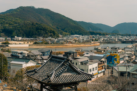 Aerial view of Minami, Kaifu District, Tokushima, Japan. High quality photoの写真素材