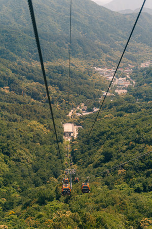 Beijing, China - May 3, 2025 funicular on The Great Wall at Mutianyu. High quality photoの写真素材