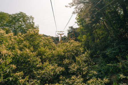 Beijing, China - May 3, 2025 funicular on The Great Wall at Mutianyu. High quality photoの写真素材