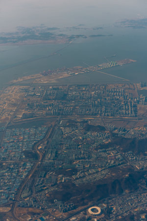 airplane view of South Korea. High quality photoの写真素材
