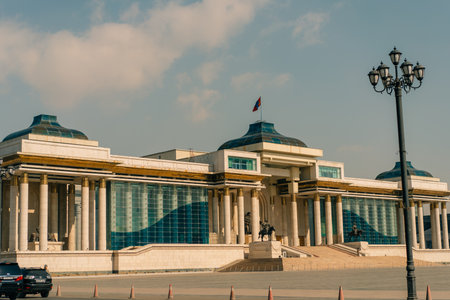 Ulaanbaatar, mongolia - 2 May 2025 The Government Palace is located on the north side of Chinggis Square or Sukhbaatar Square. High quality photoの写真素材