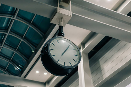 Clock at an airport, time concept. High quality photoの写真素材