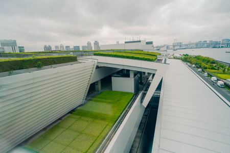 tokyo, japan - 2 august 2025 Toyosu Market Rooftop Greening Plaza. High quality photo
