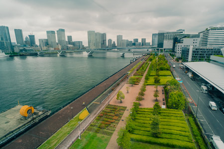 tokyo, japan - 2 august 2025 Toyosu Market Rooftop Greening Plaza. High quality photoの写真素材