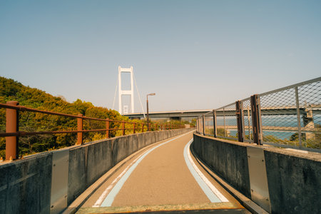 View of Shimanami Kaido and Cycling Road, Japan. Bridge. High quality photoの写真素材