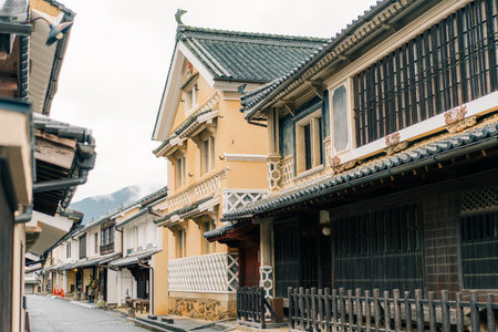 Street of preserved traditional Japanese buildings, Uchiko Yokaichi Gokoku, Ehime, Japan - 10 August 2025. High quality photoの写真素材