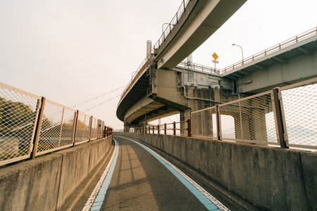 View of Shimanami Kaido and Cycling Road, Japan. Bridge. High quality photo