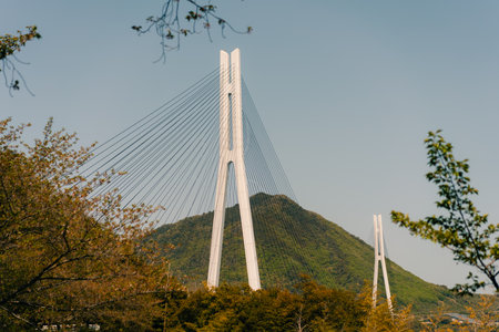Shimanami kaido cycling route, Japan. Tatara Bridge. High quality photo