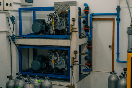a compressor station for diving. High quality photoの写真素材