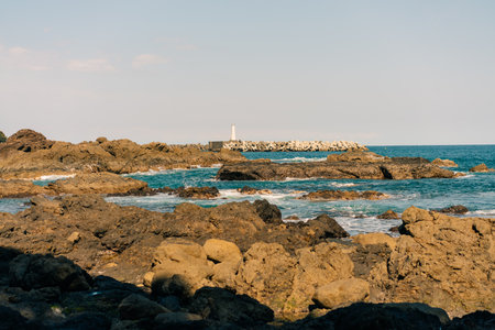 Coastal scenery at Tosa Seinan Great Park after sunset - Kuroshio, Kochi prefecture, Japan. High...