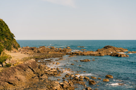 Coastal scenery at Tosa Seinan Great Park after sunset - Kuroshio, Kochi prefecture, Japan. High...