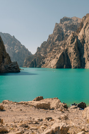 View on Kol-suu lake in Naryn Region Kyrgzstan. High quality photoの写真素材