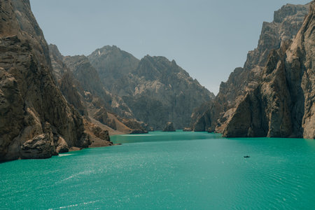 View on Kol-suu lake in Naryn Region Kyrgzstan. High quality photoの写真素材