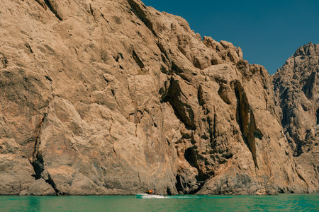 View on Kol-suu lake in Naryn Region Kyrgzstan. High quality photoの写真素材