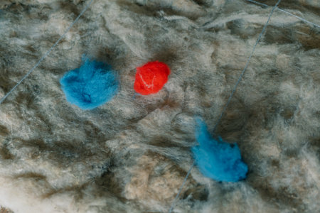 fragment of wool for felting and making products. hands. High quality 4k footage