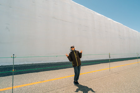 Nakaniikawa, Toyama, Japan - May 3, 2025 Yuki-no-Otani , Snow Wall in Tateyama. High quality photoの写真素材