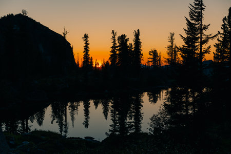 russia, ergaki - 4 August 2025 Sunset in the Taiga Mountains. High quality photoの写真素材