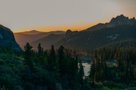 russia, ergaki - 4 August 2025 Sunset in the Taiga Mountains. High quality photoの写真素材